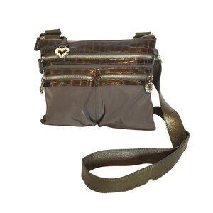 Brighton GoGo  Tan & Brown Lightweight Nylon Bag Front Pockets 431190